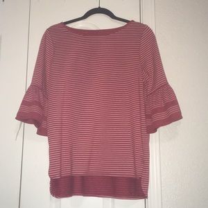 Red and white oversized stripe shirt